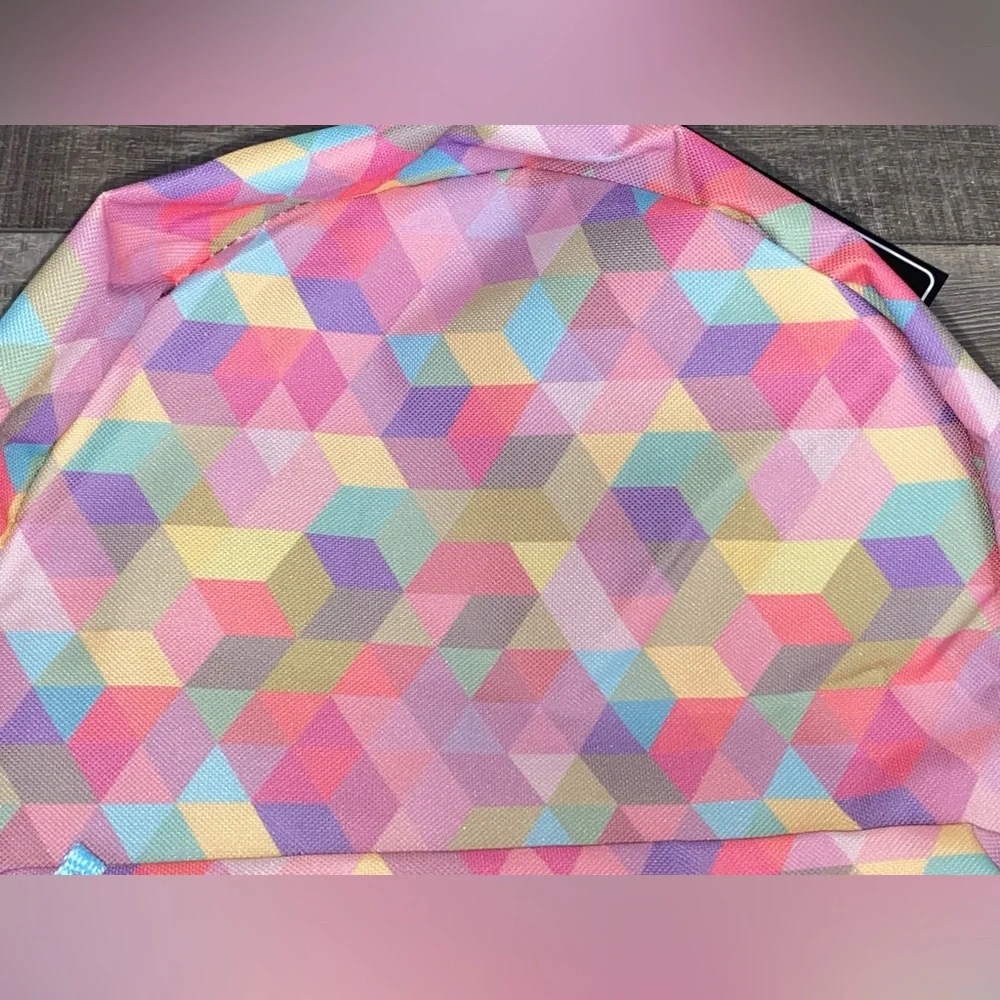 NWT Moda West Geometric Prism Backpack Bookbag Coral Pink Blue Back to School